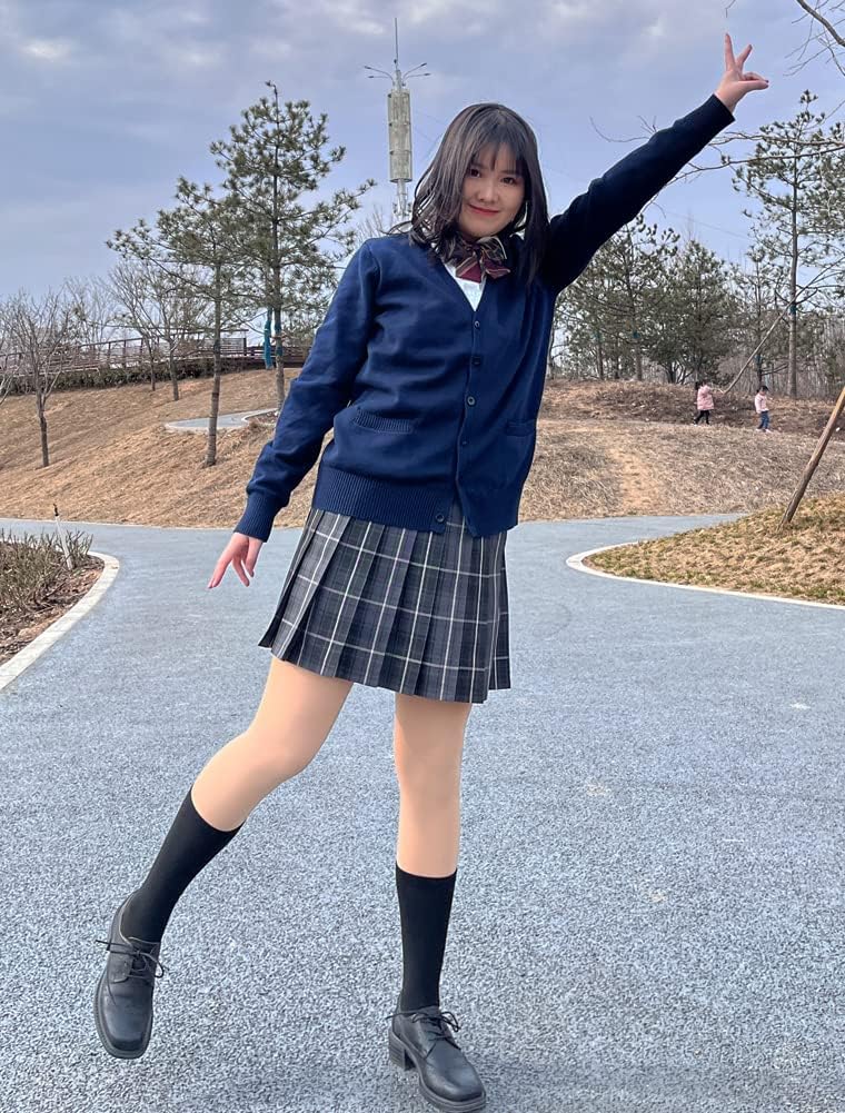 Women's Cardigan School Uniform Sweater V Neck Button Down Knit Cardigans Coat with Pockets - Image 3