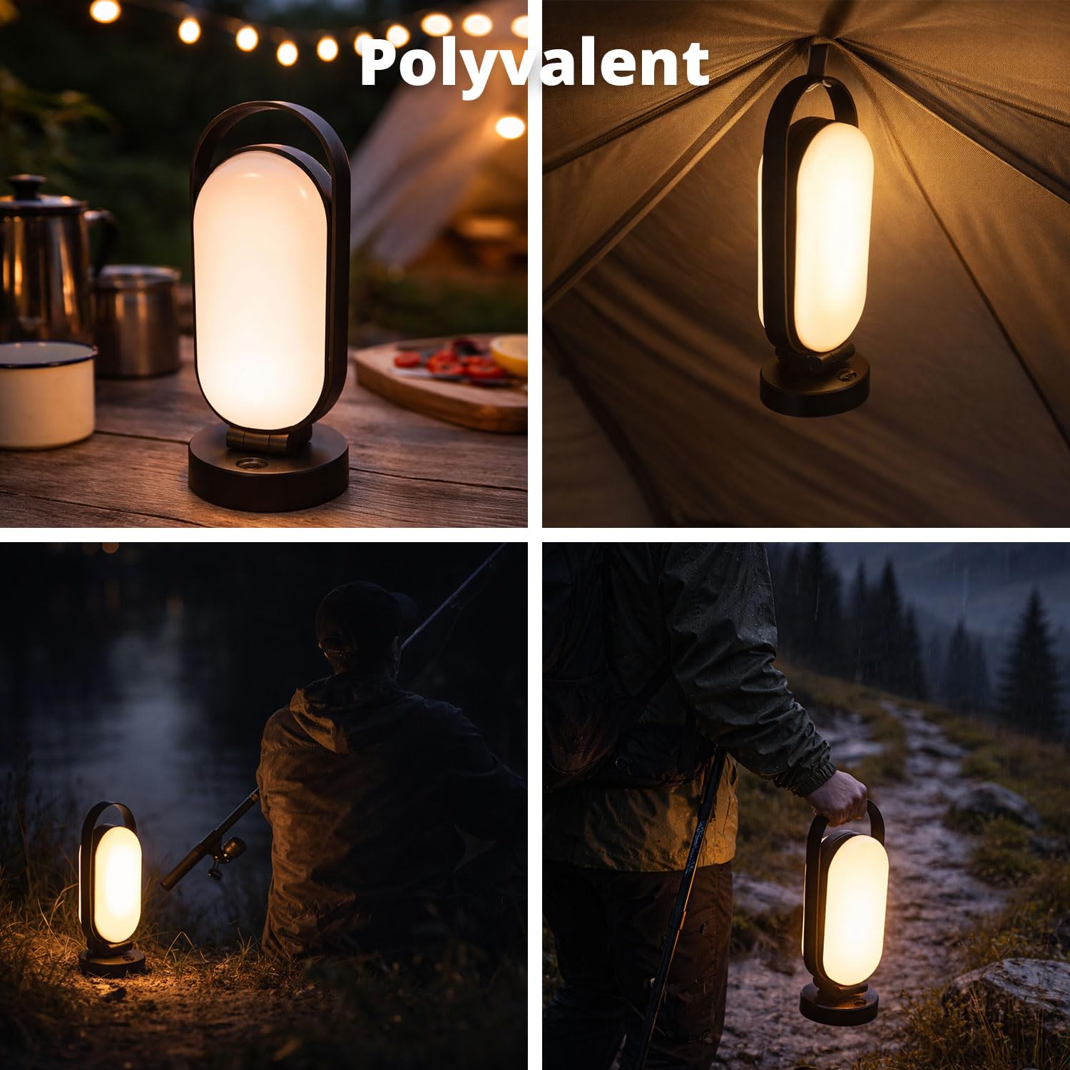 FLINQ Lanterne Camping Solaire PineGlow - LED USB-C Rechargeable, IPX4 | Batterie 5000 mAh, 240 LED & 3 températures (blanc chaud à froid), jusqu'à 28 h - pliable 180°, résistante IPX4, secours
