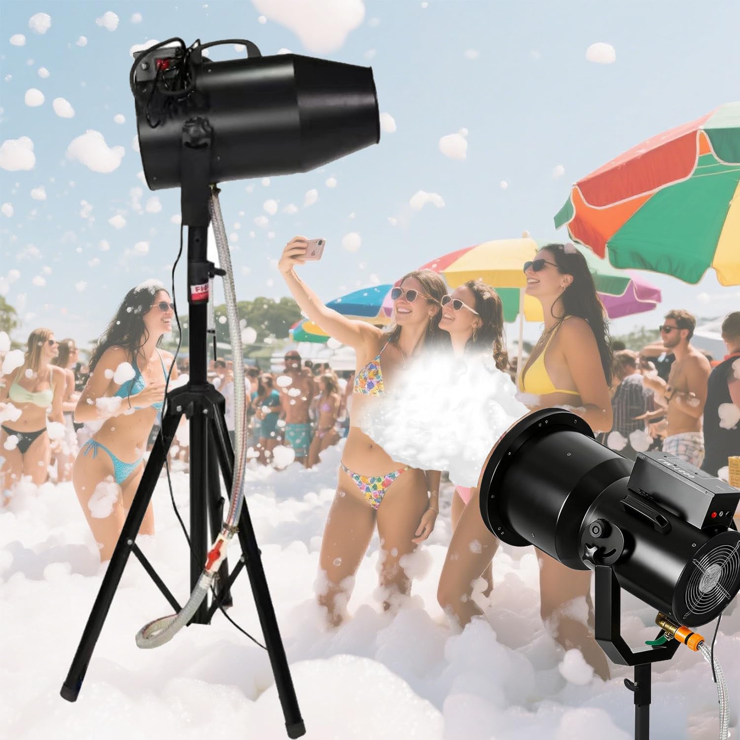 Ljlxanthiper Multicolor Outdoor Parties Foam Machine,Party Shaking Head Jet Bubble Machine,Stage Large Foam Machine,Romantic Foam Maker,With A Tripod Stand,For Outdoor Parties Water Park Pool Party