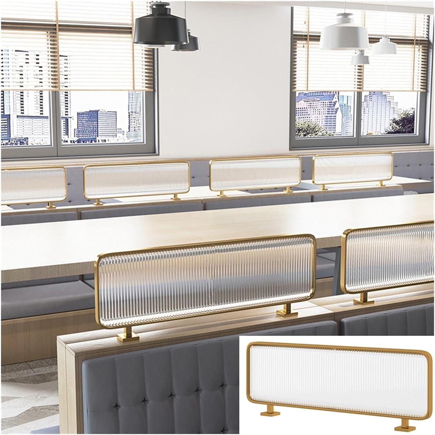 LVSEWOA Glass Partition Divider for Dining Areas and Office Stylish Iron Screen Panel(Gold,30x90cm/11.81x35.43in)