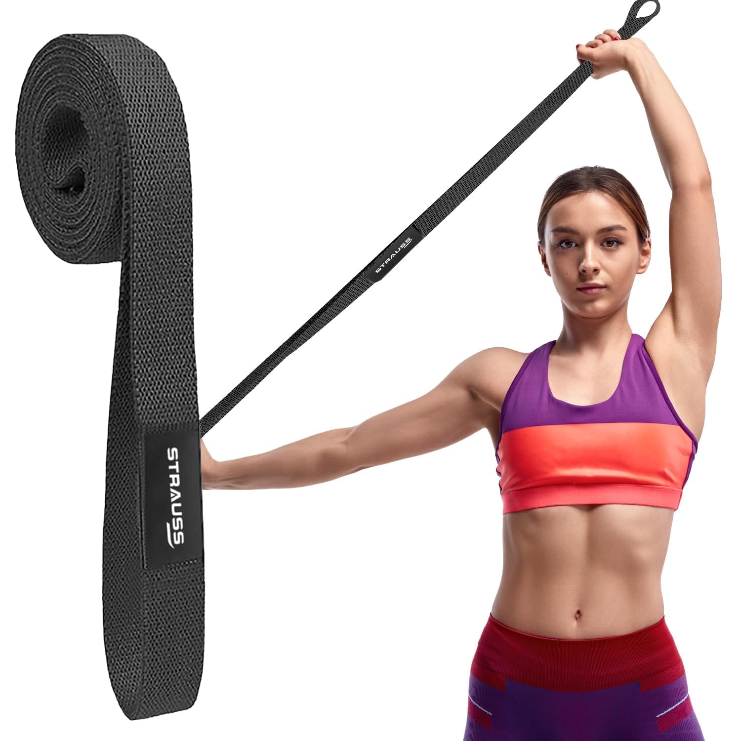 strauss fabric resistance band | resistance loop band for exercise, and workout | hip band for stretching, squats, legs, thigh, glutes and butt toning workout | ideal for men & women (black)