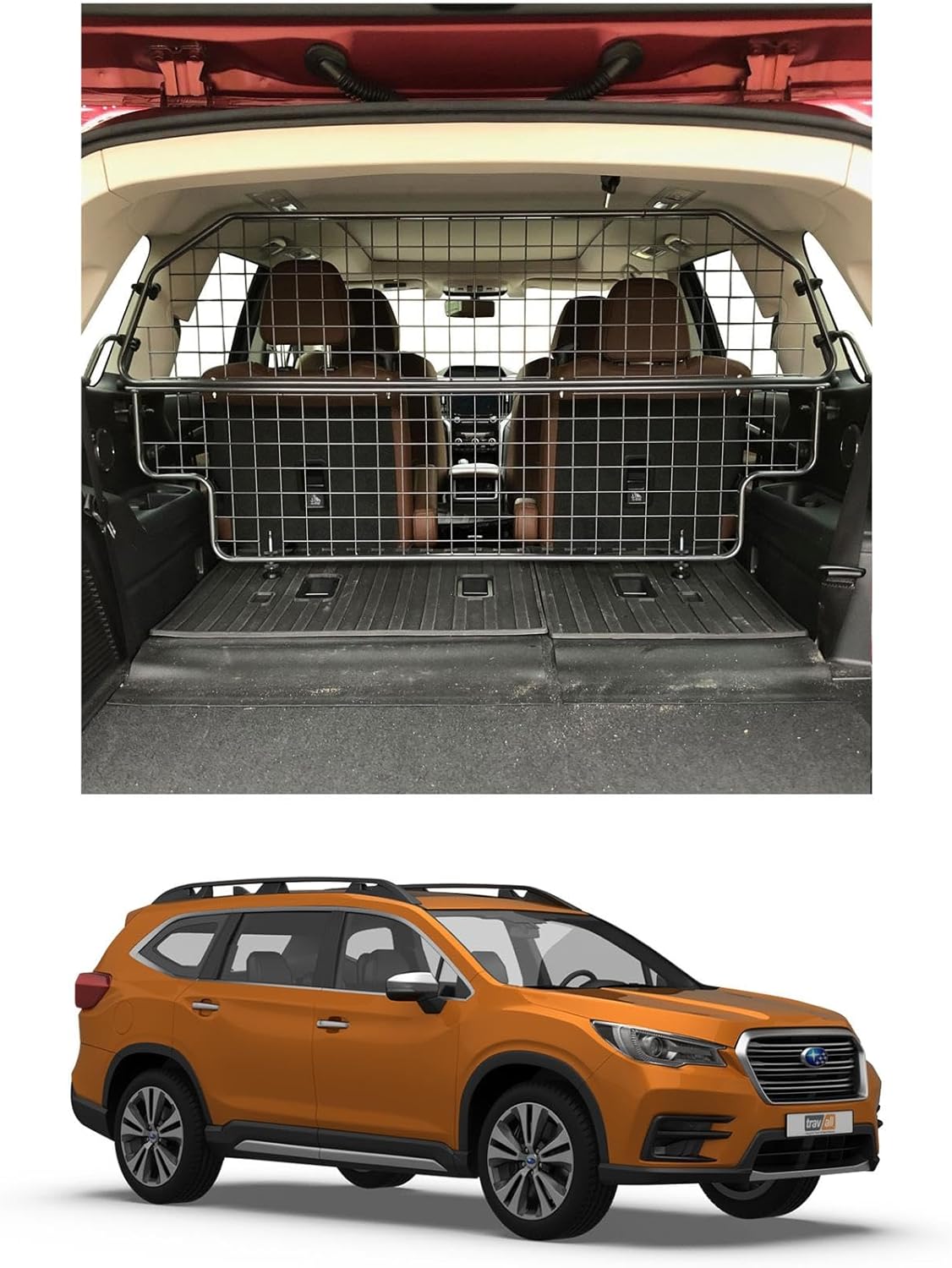 TRAVALL Compatible with Subaru Ascent (2018+) Dog Car Barrier Guard Custom Fit Accessory Heavy Duty Steel Mesh Trunk Divider Safety Travel Premium Luggage Cargo Barrier Backseat Protection