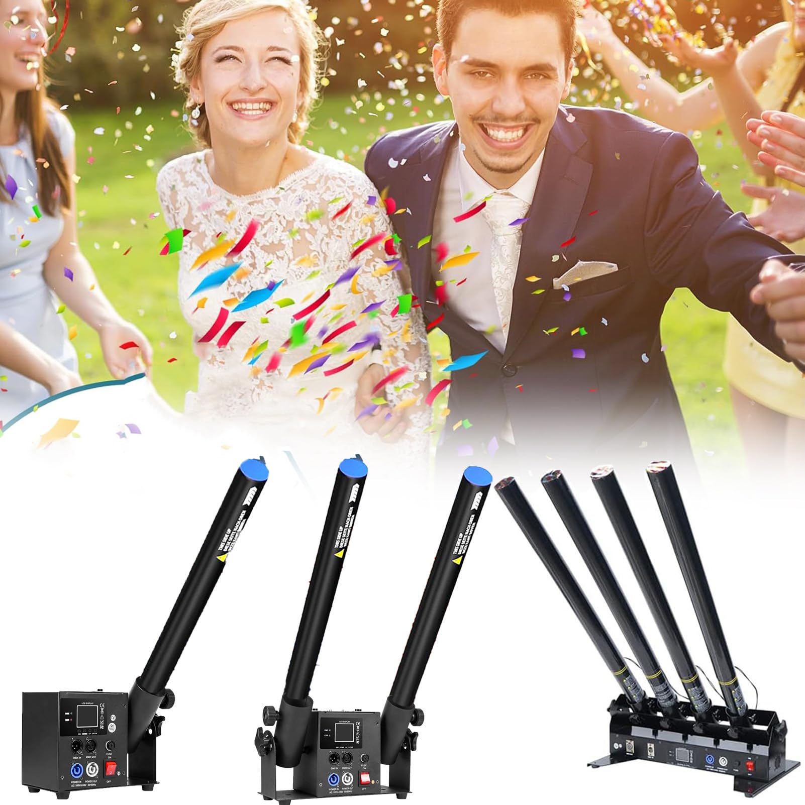 25 Elektrische Konfettikanonen, Luftbetriebene Partyknaller, 80cm Lange Konfettikanonen, FüR Abschlussfeiern, Hochzeiten, Silvester Und Weihnachten Gold