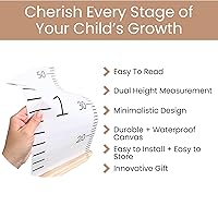Vista 6 de Tabla de crecimiento para pared Regla de lona para niños con caja de almacenamiento de madera Tabla de medición impermeable Decoración