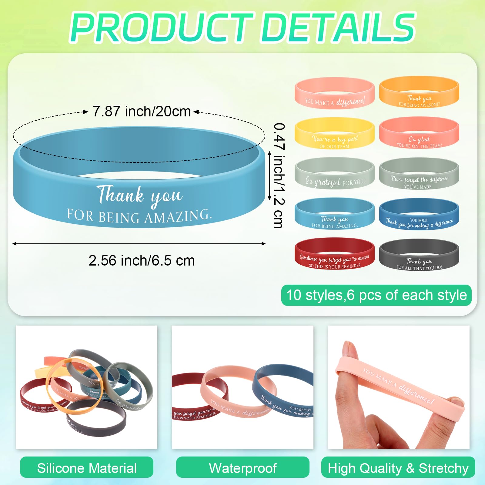 Lot De 30 Bracelets Inspirants En Silicone - Cadeaux Pour étudiants - Bracelet De Motivation Avec Carte D'affirmation Positive Pour Collègues, Employés, Cadeaux De Rentrée Scolaire, Récompenses En