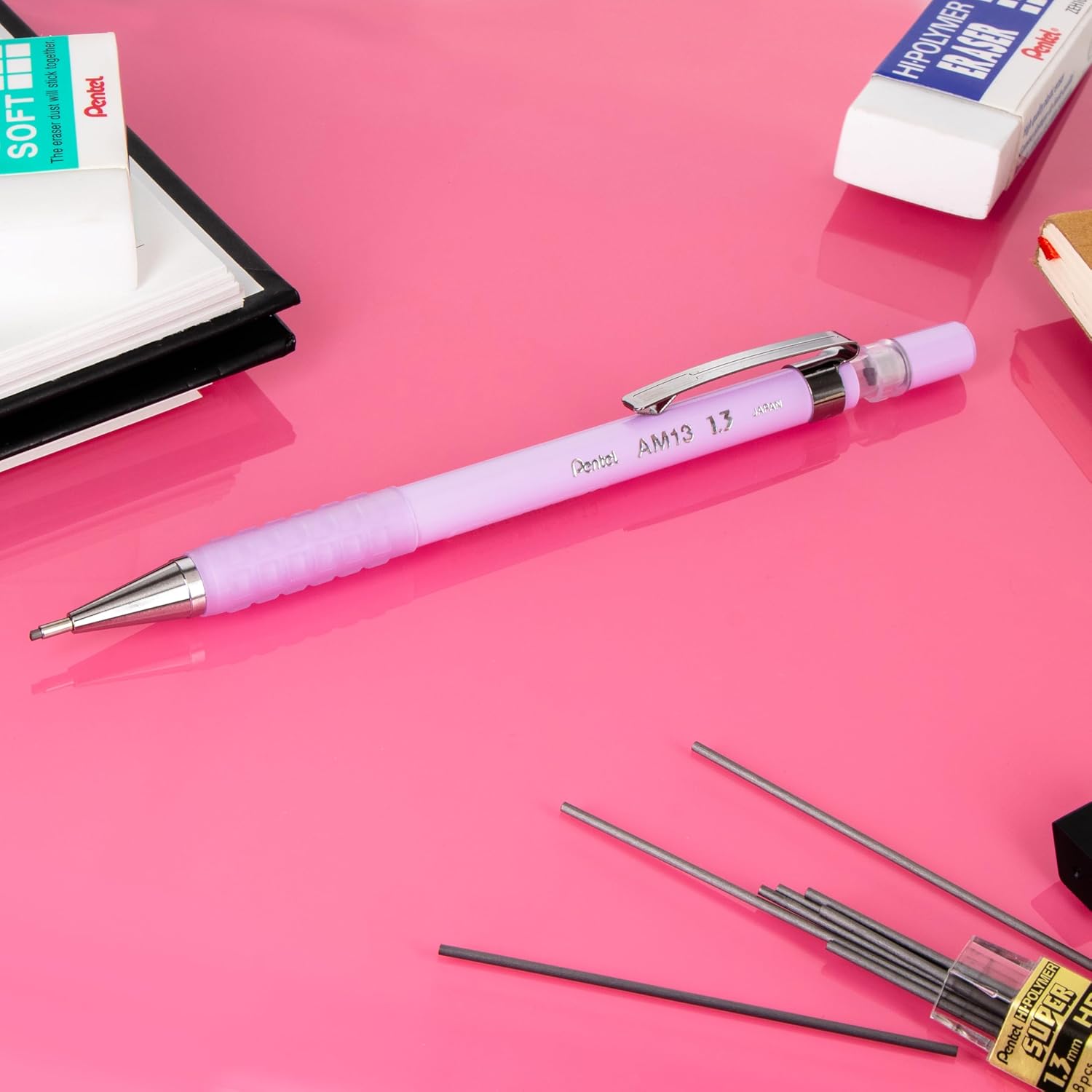 Pentel Sharp 1.3 Mechanical Pencil, (1.3mm), Extra Thick Line, Includes Refill Lead, Writing/Office/Test-Taking Pencil, Pastel Violet Barrel (AM13LBPV)