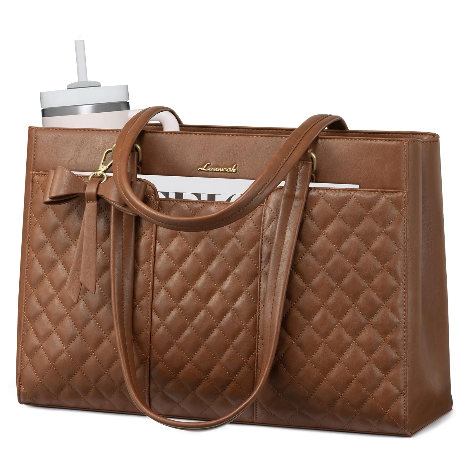 LOVEVOOK Handtasche Damen Groß, Laptoptasche Arbeitstasche Shopper Tasche, PU Leder Lehrertasche Aktentasche Schultasche, Laptop Taschen Tote Bag Women für Arbeit Business Büro Uni Schule