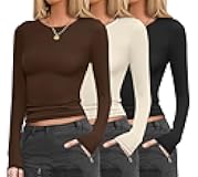 Womens 3 Pack Long Sleeve Shirts Fitted Tops Base Layering Tight Thermal Undershirts XS-XXL