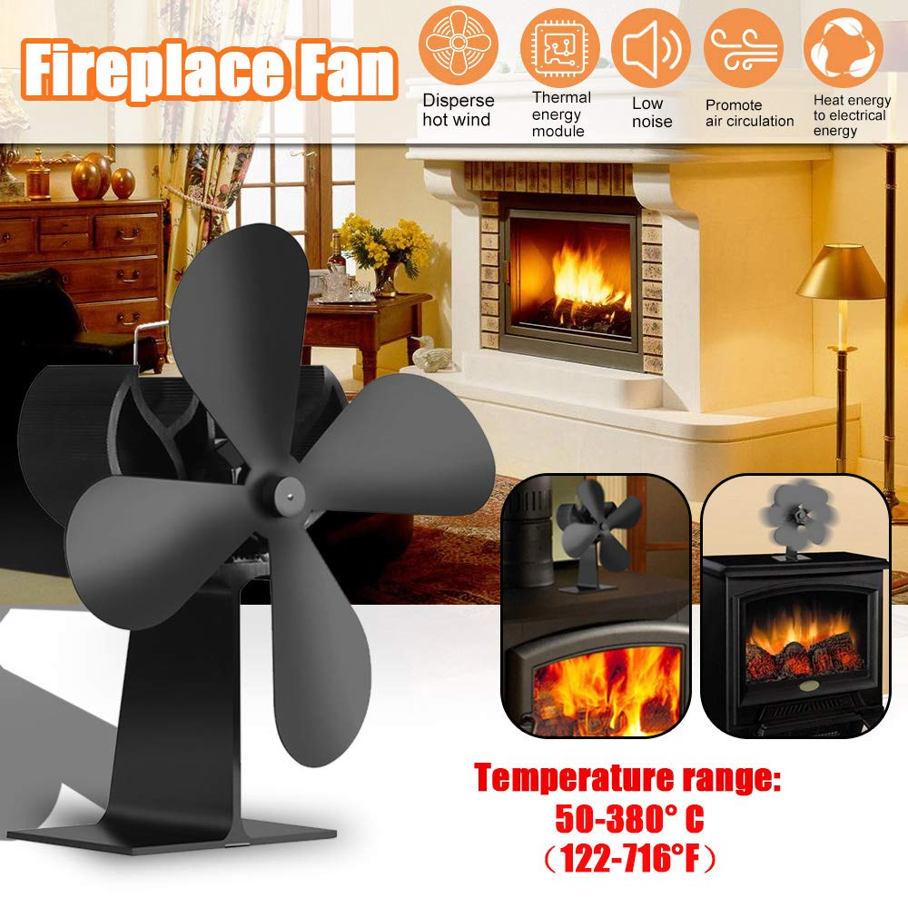 Ventole efficienti di distribuzione del calore del ventilatore del camino domestico a 4 pale