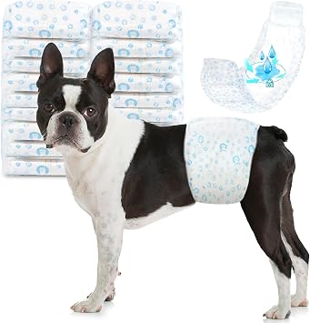Dog Diapers Male 100Ct, Male Dog Diapers Disposable with Wetness Indicator, Adjustable Puppy Diapers, Super Absorbent & Breathable Male Dog Wraps, 360 Leak-Proof for Incontinence & Marking, S