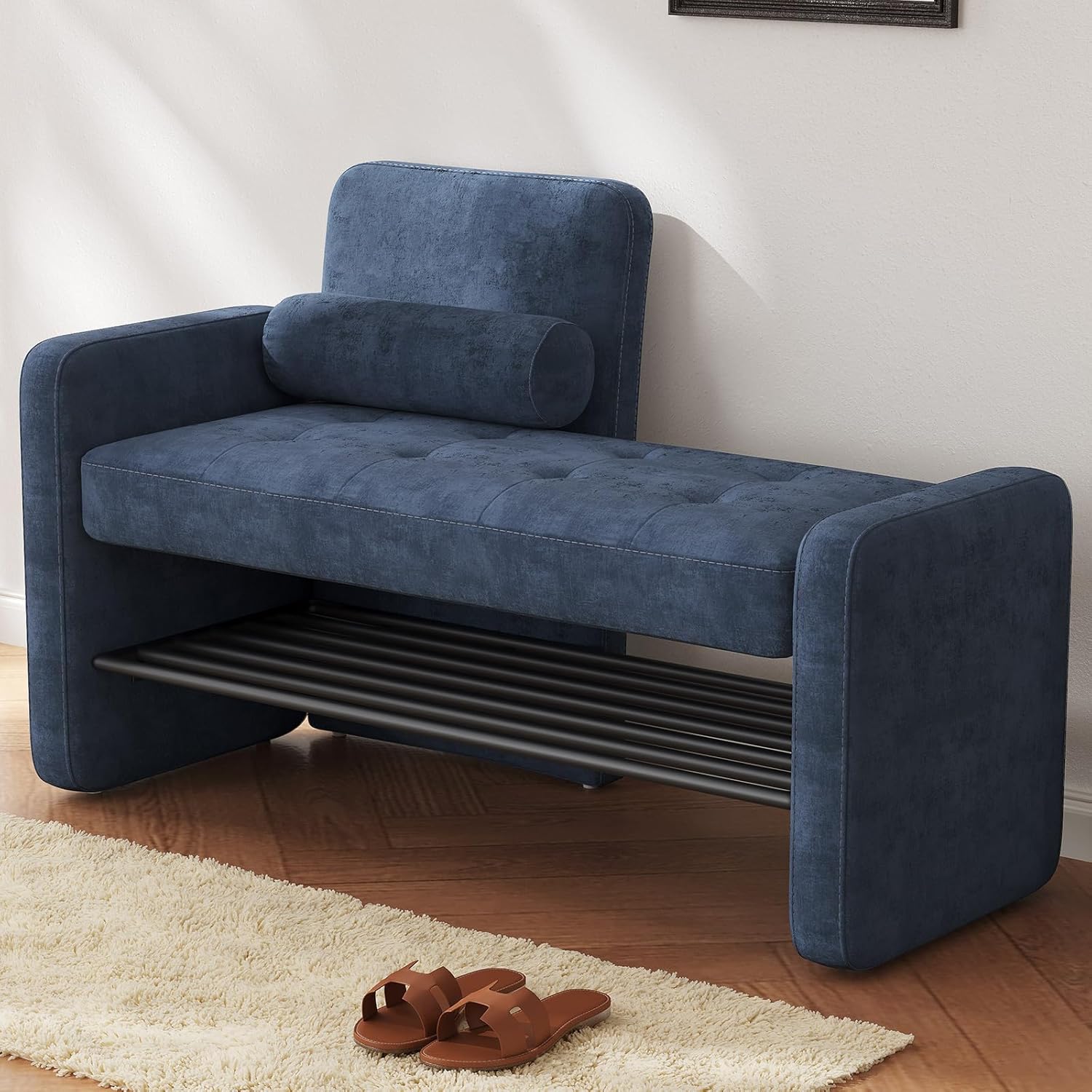 ベッド 足元 ソファ」の人気商品一覧 | 安い商品を通販サイトから探す - 価格.com シューズベンチ ベッドエンドベンチ 二層収納付き 背もたれ付き クッションソファタイプ カーボンスチール製フレーム シンプルデザイン