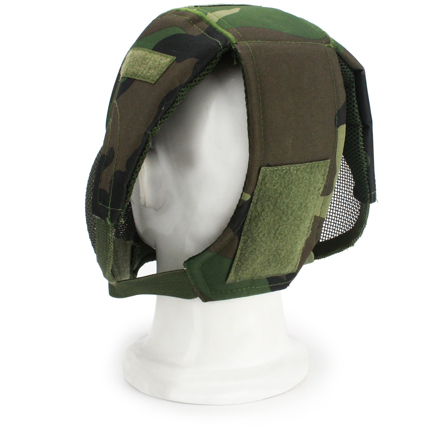 Masque tactique d'airsoft réglable en maille avec protection d'oreille pour jeux en plein air, chasse, Halloween, paintball, hockey, cosplay