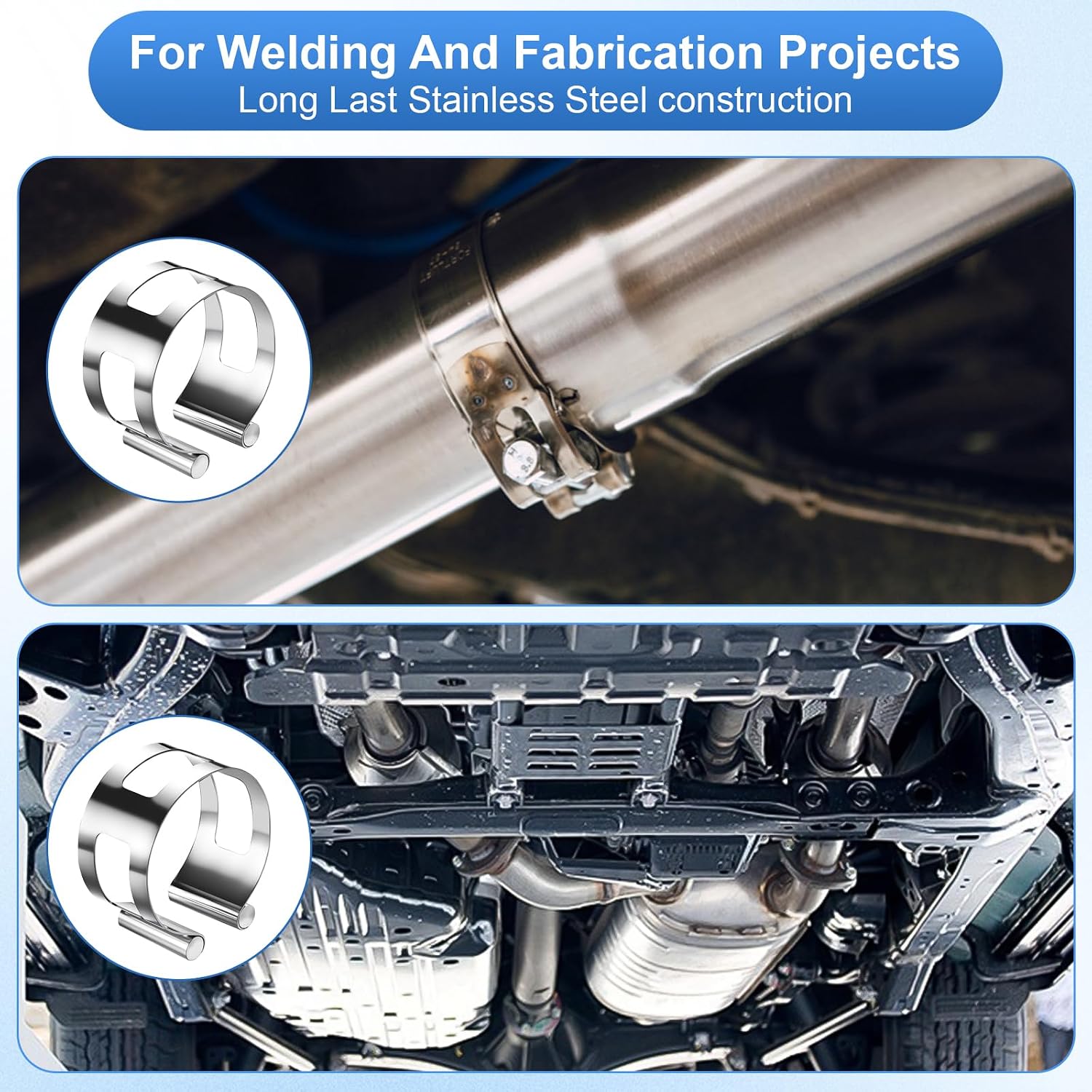 2 Inch Stainless Steel Exhaust Clamp, Universal for Welding and Exhaust Pipe Repair (2 inches)