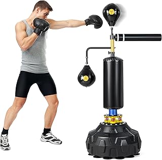 PROFFIX Punching Bag with Stand, Boxing Bag for Teens &amp; Adults - Height Adjustable - Speed Bag for Training, Boxing Equipm...