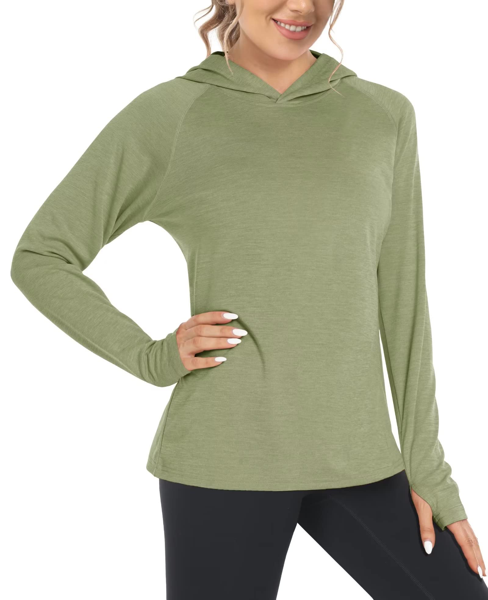 KEFITEVDWomens UPF 50+ Sun Hoodie Shirt Long Sleeve Fishing Hiking Hooded UV Shirts Lightweight Quick Dry Tops