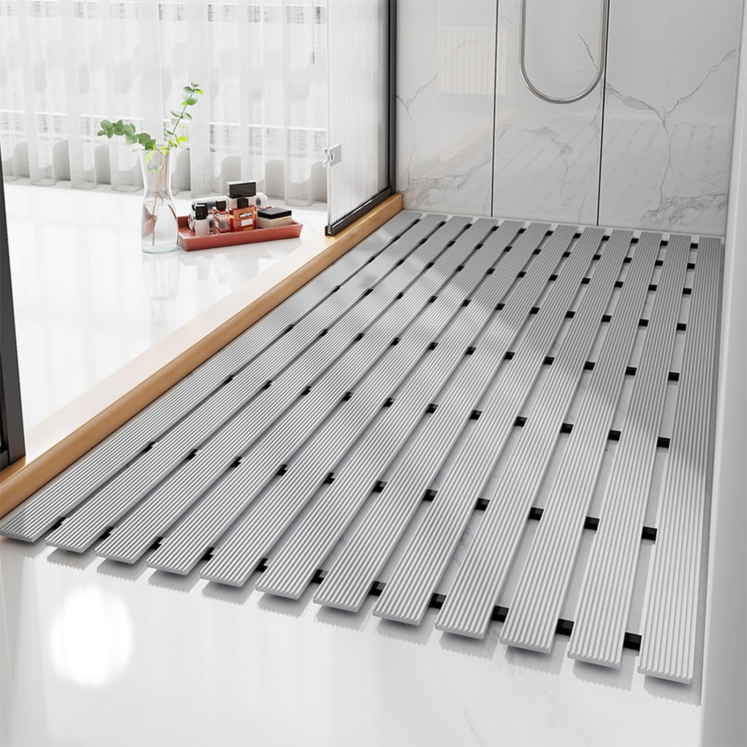 Liveinu Foldable Non Slip Bath Mat Bathtub mat Shower mats for Kitchen Pool Apartments Hotel Bathroom Rubber Secure Mat, Beige, 24"x36"