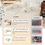 Cloud Coupes de section pour salon, Canapé convertible avec oreillers à lancer, Canape de section modulaire avec siège profond, pas d'assemblage requis, flexible (blanc, 94"+chaise face à gauche)