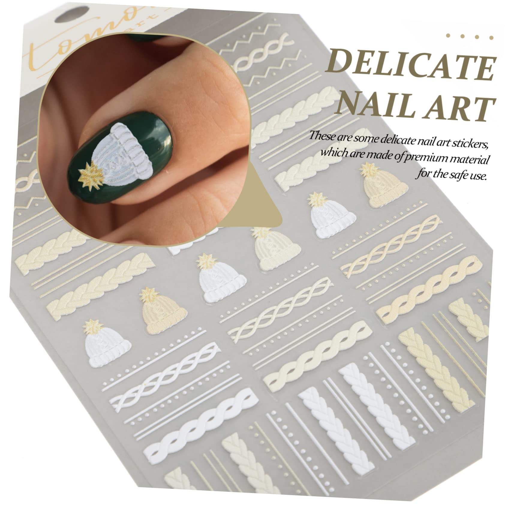 POPETPOP 12sets Adesivi Per Unghie Natalizi Di Decorazioni Stile Maglione Con Fiocchi Di Facile Applicazione Per Nail Art Fai Te e Manicure Professionale