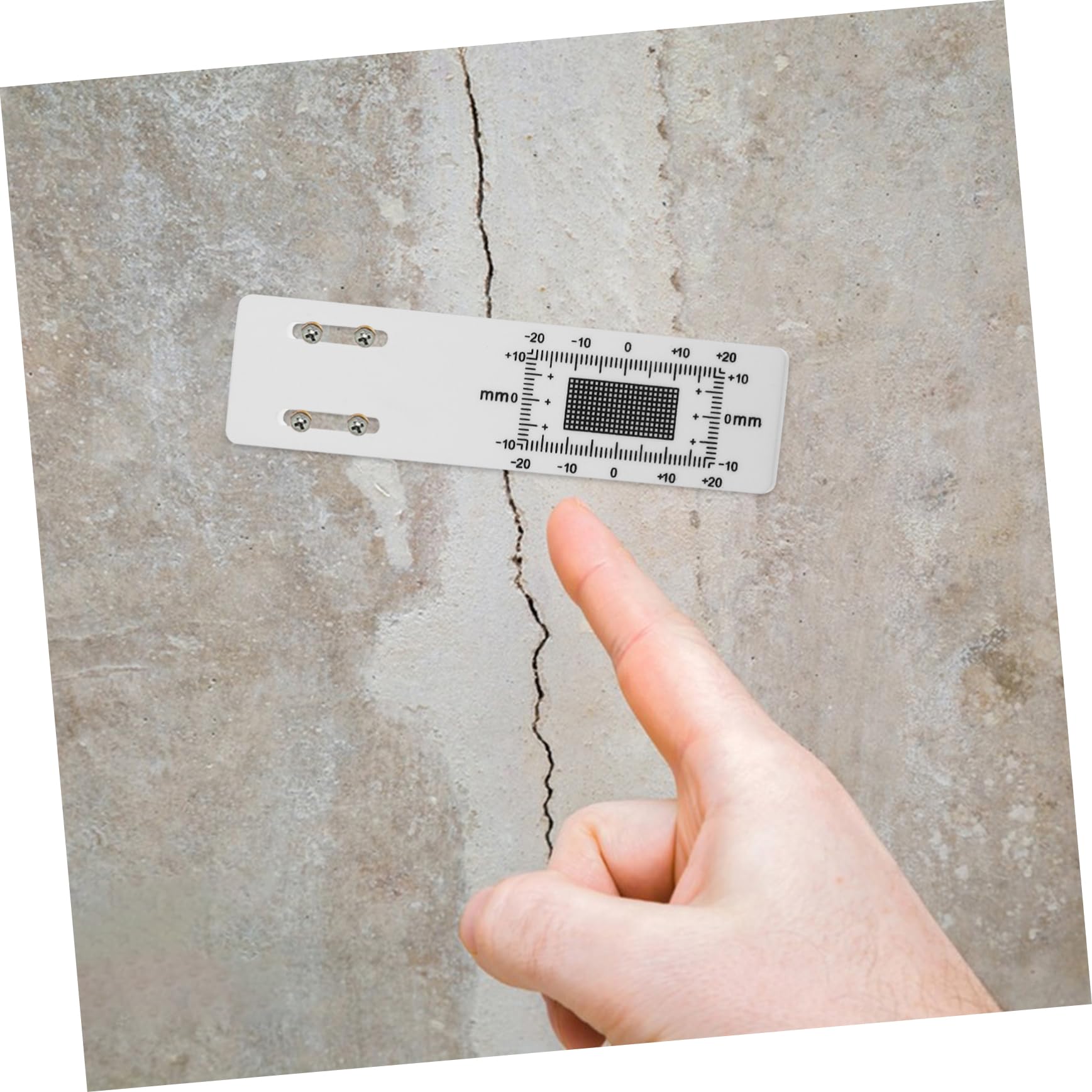 Housoutil Fessurimetro a Forma di l in Acrilico Bianco, Strumento di Misurazione per Larghezza Crepe, per Monitoraggio Crepe Angolari in Edilizia, Set 1 Pezzo