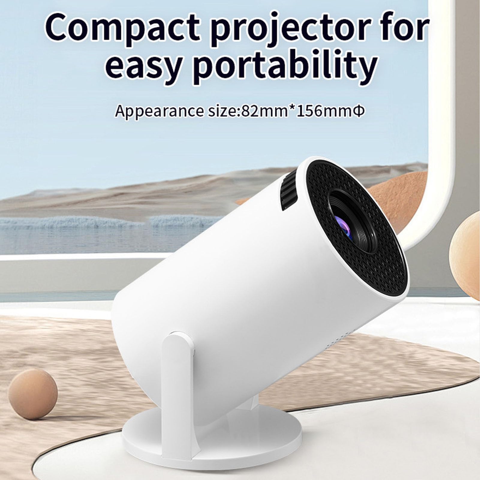 Miniprojektor z Wi-Fi i Bluetooth, Przenośny Projektor 1080P Full HD 4K z Pilotem, Inteligentny Projektor 180 z Systemem Android 12.0, do Użytku na świeżym Powietrzu/kinie Domowym