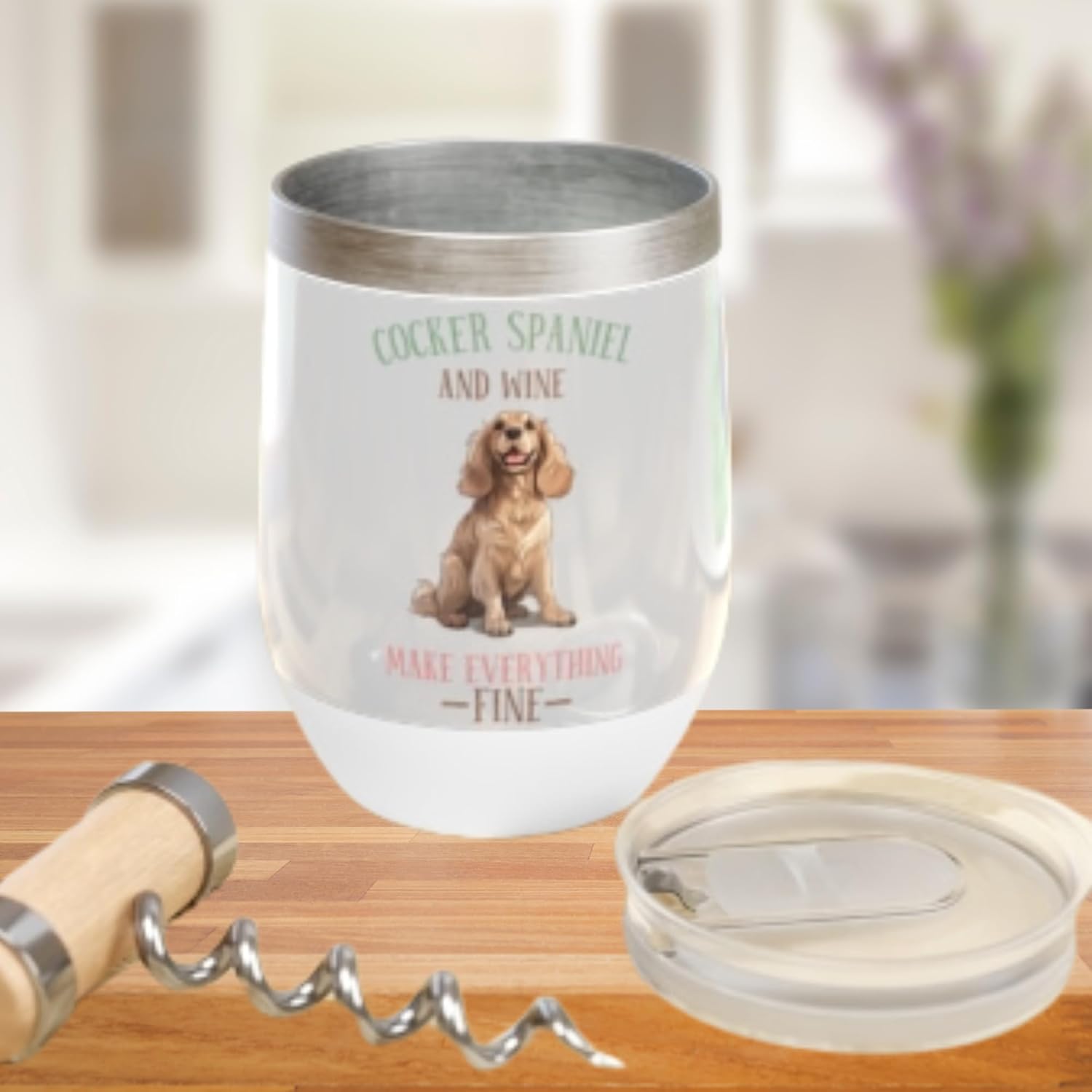 Generic Cocker Spaniels and Wine Make Everything Fine Insulated Tumblers - 12oz, Gray