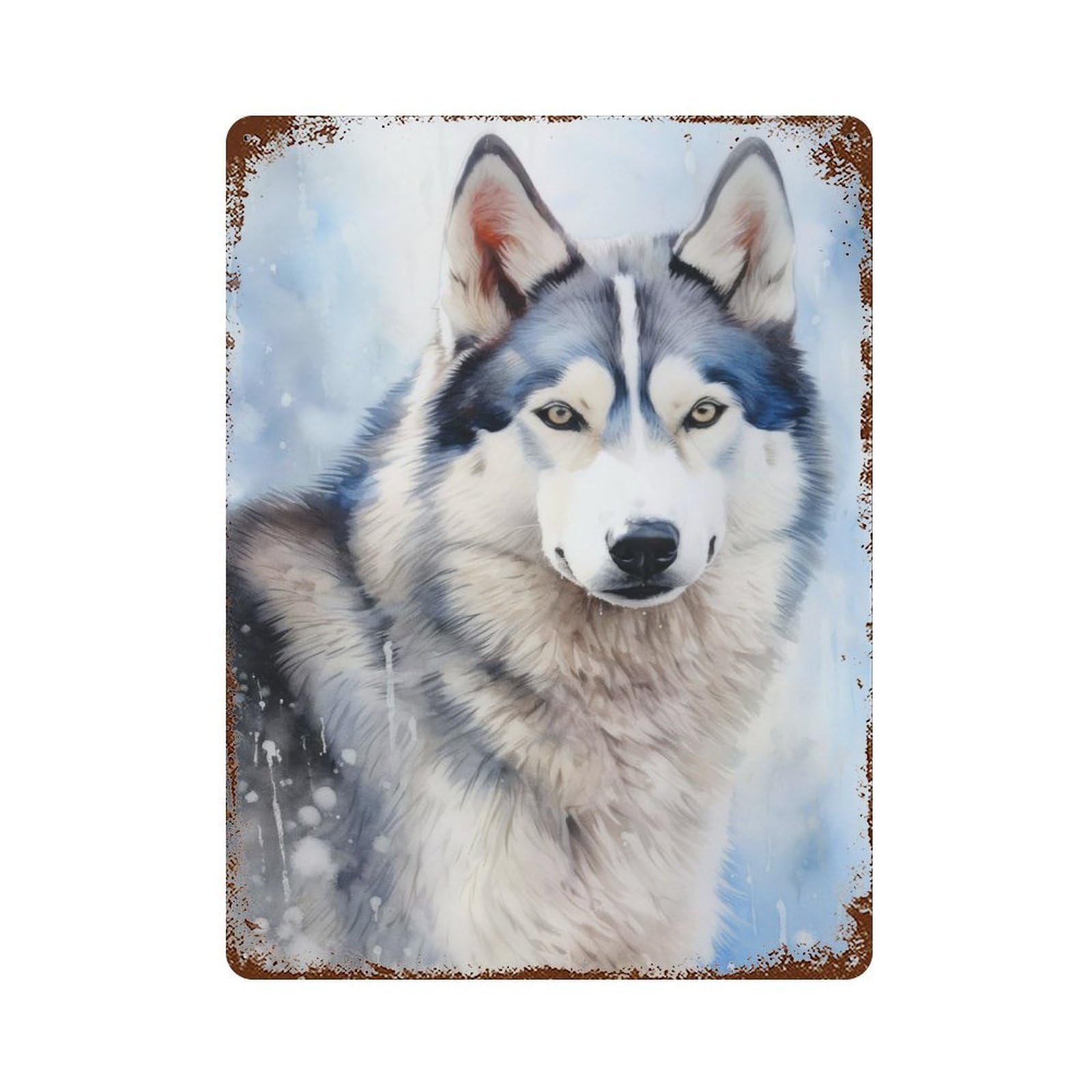 Husky Animal Rusty Metal Tin Sign 15.7"x11.8", for Farmhouse, Kitchen And Entryway Decor, Rustic Home Decor
