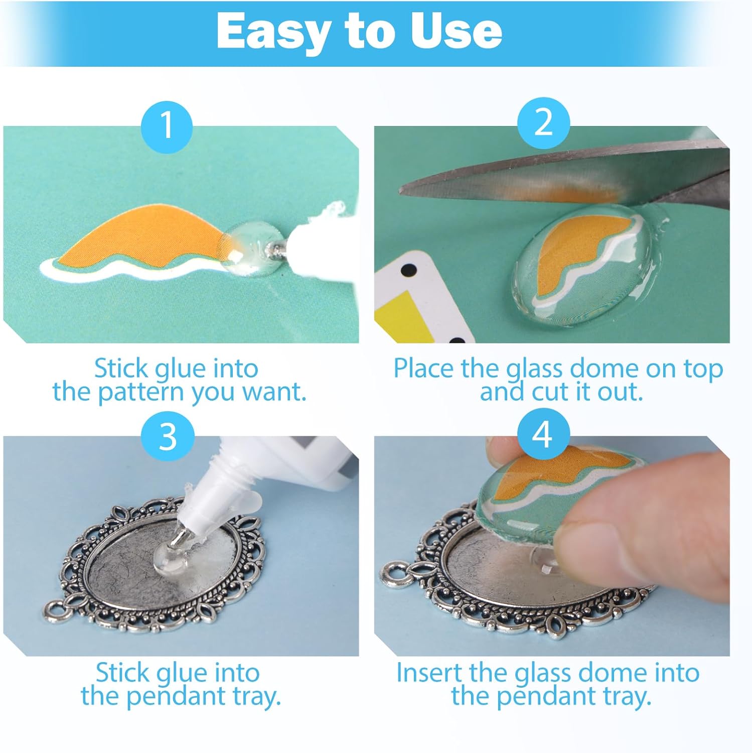 100 Pcs Bezel Pendant Blanks Settings, 50 Oval Pendant Trays Photo Charms with 50 Clear Glass Cabochon for Jewelry Making, DIY Blank Bezels Trays Kit for Crafts, 25x18mm (Antique Silver) - Image 5