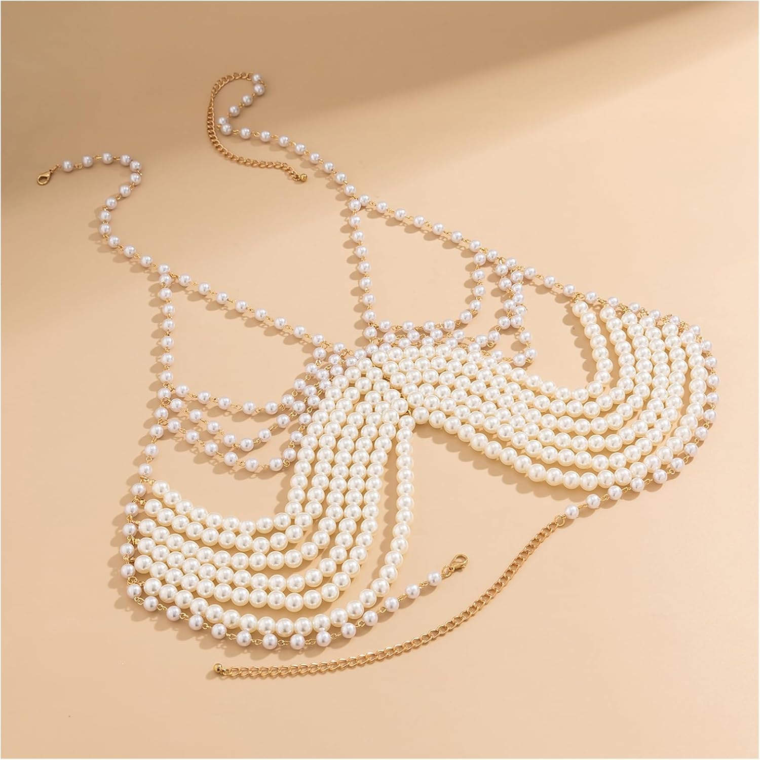 Sexy Pearl Tassel Bra Body Chain Jewelry Summer Beach Pearl Harness Bra Chain Bikini Festival Rave Pearl Bra Bralette Pearl Bead Waist Body Jewelry for Women - Image 7