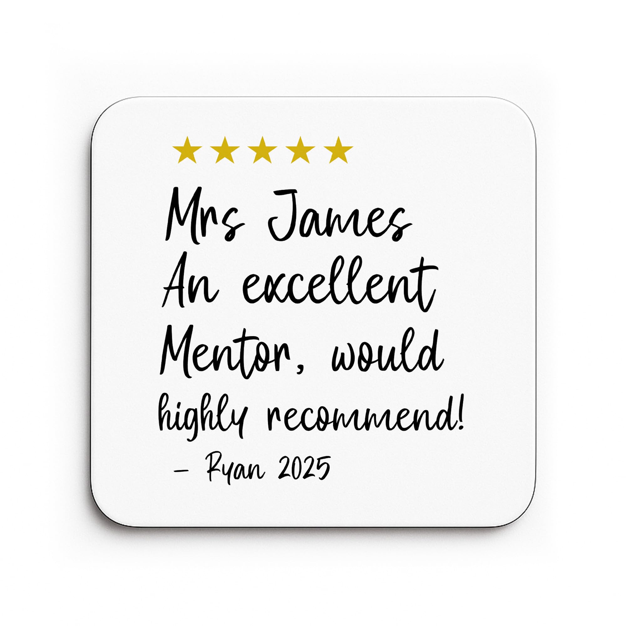Red Ocean Personalised Excellent Mentor Coaster Appreciation Gift Thank You Leaving School Nursery Gift From Student Child For Mentor Keepsake