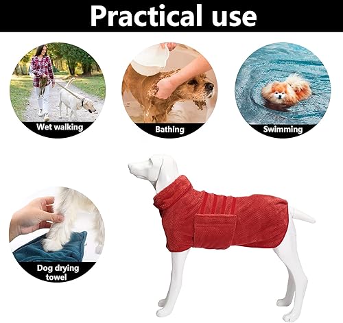 Miniatura 8 de Geyecete Abrigo de secado para perros – Bolsa de secado rápido para perros – Toalla de baño para perros – Toalla de baño de microfibra de secado Azul