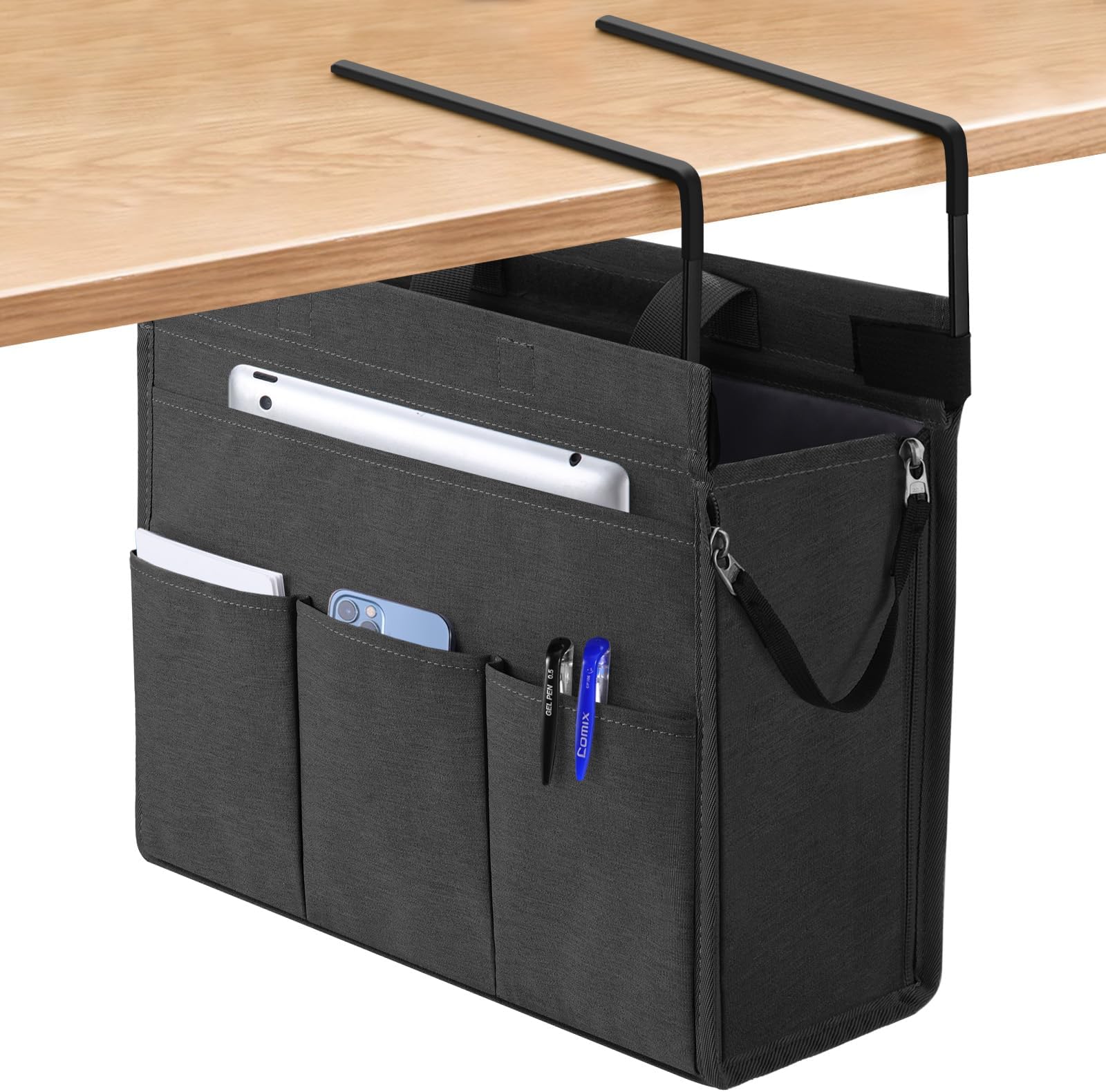 MASTLU Under Desk Hanging Storage Bag, Desk Organizer