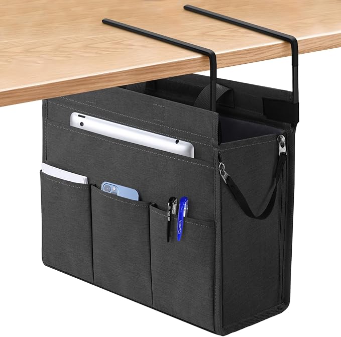 MASTLU Under Desk Hanging Storage Bag, Desk Organizer