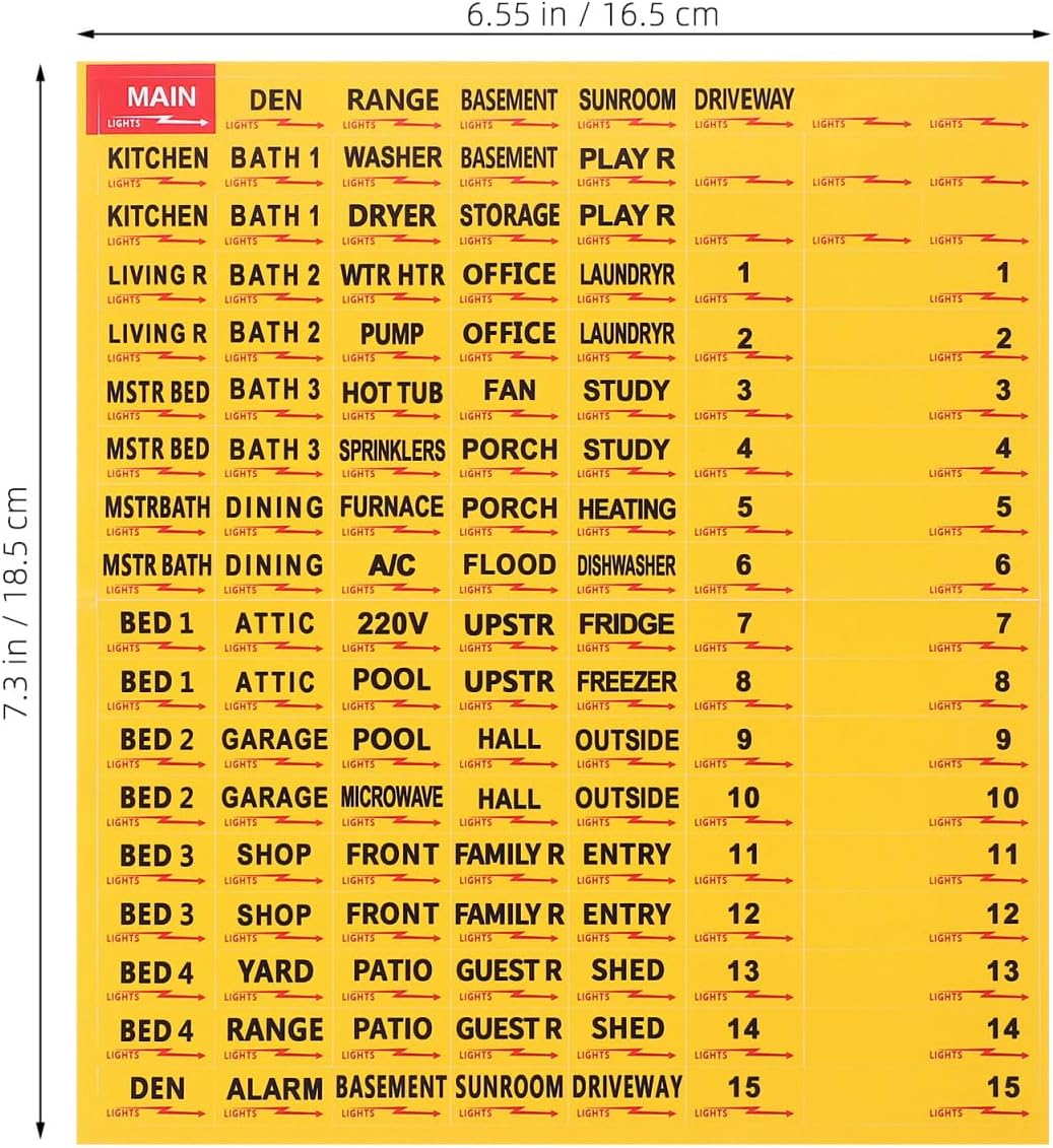 DOITOOL Circuit Breaker Labels Electrical Panel Identification Stickers Self-Adhesive Breaker Box Labels for Organized Electrical Panel Maintenance 10 Sheets 7.28X6.49In