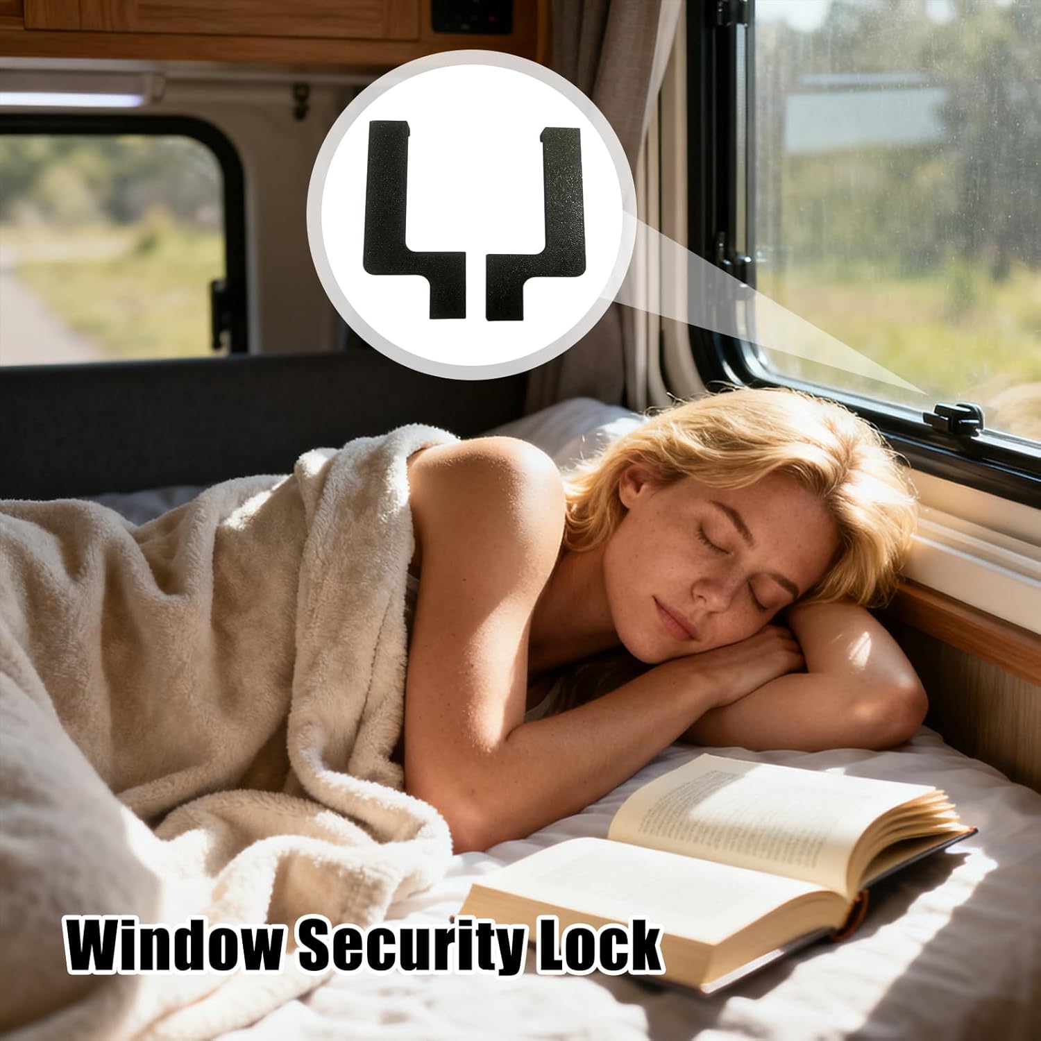 Window Locks Security, 3 Pack Caravan Window Security Lock Latch, Reusable Campervan Win-dow Safety Lock for Travel Trailer Inside Road Trip Outdoor Camping Protection Men Women