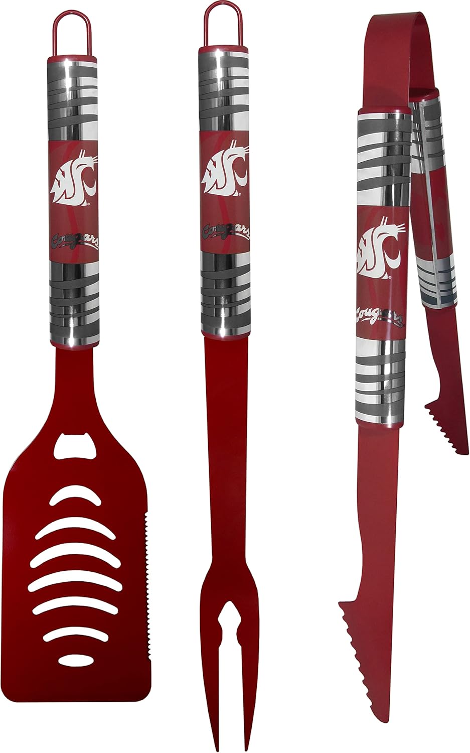 Siskiyou Sports NCAA Washington State Cougars 3 pc Color BBQ Tool Set, Team Colors, One Size