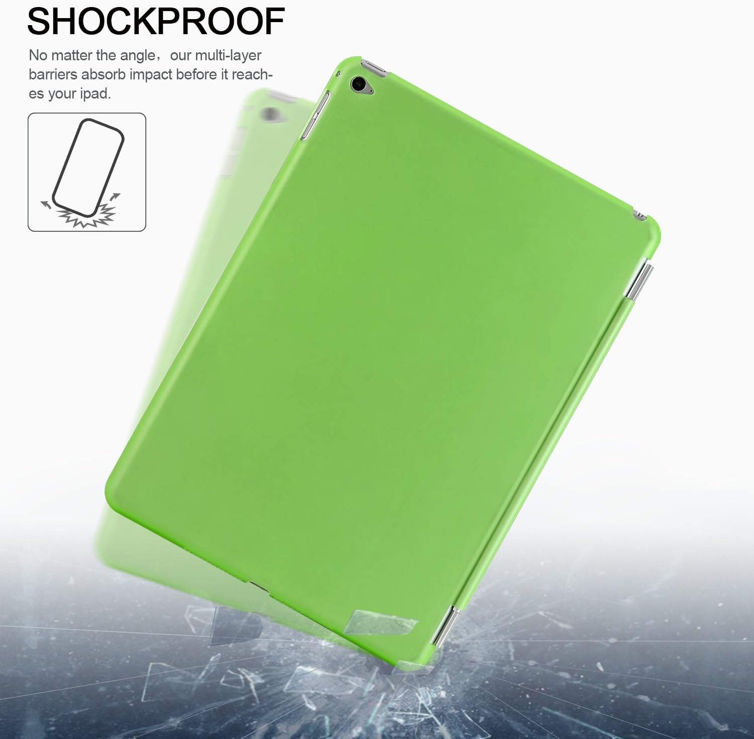 BESDATA Ultra Thin Magnetic Smart Cover [Wake/Sleep Function]& Translucent Back Case for 2014 Apple iPad Air 2 + Screen Protector + Cleaning Cloth + Stylus (Green)