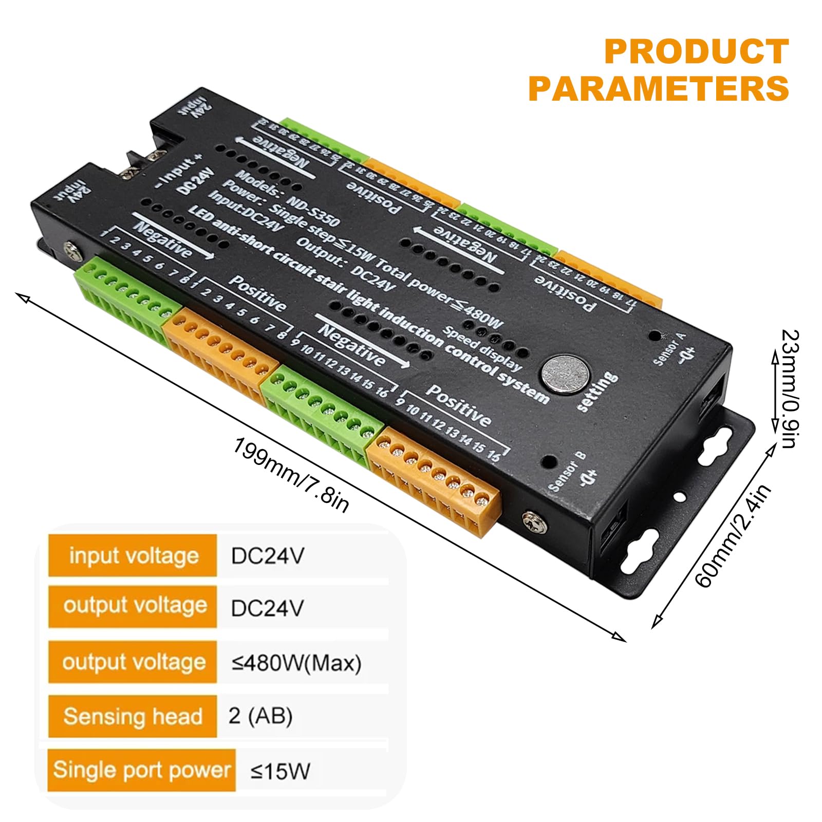 LED-Treppenstufenbeleuchtung Controller mit Bewegungsmelder,DC 24V LED Treppenlicht Controller Kurzschlussschutz