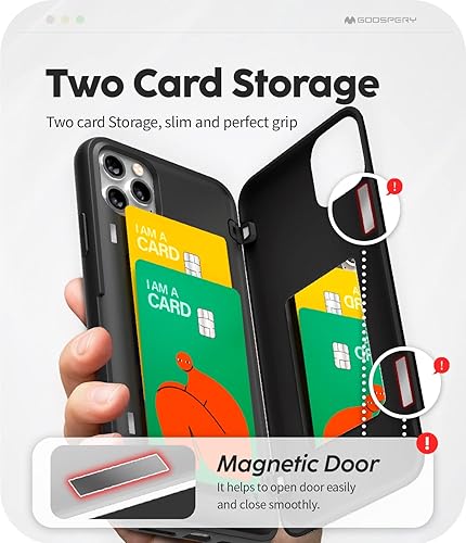 Miniatura 27 de GOOSPERY Parachoques magnético para puerta compatible con iPhone 11 Pro Max, tarjetero tipo cartera con imán fácil de cierre automático, protección