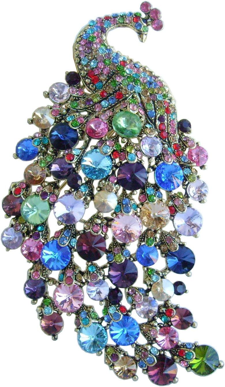 Animal Brooch-Sindary JewelrySindary 4.33" Gorgeous Animal Bird Peacock Brooch Pin Austrian Crystal Pendant UKB5651