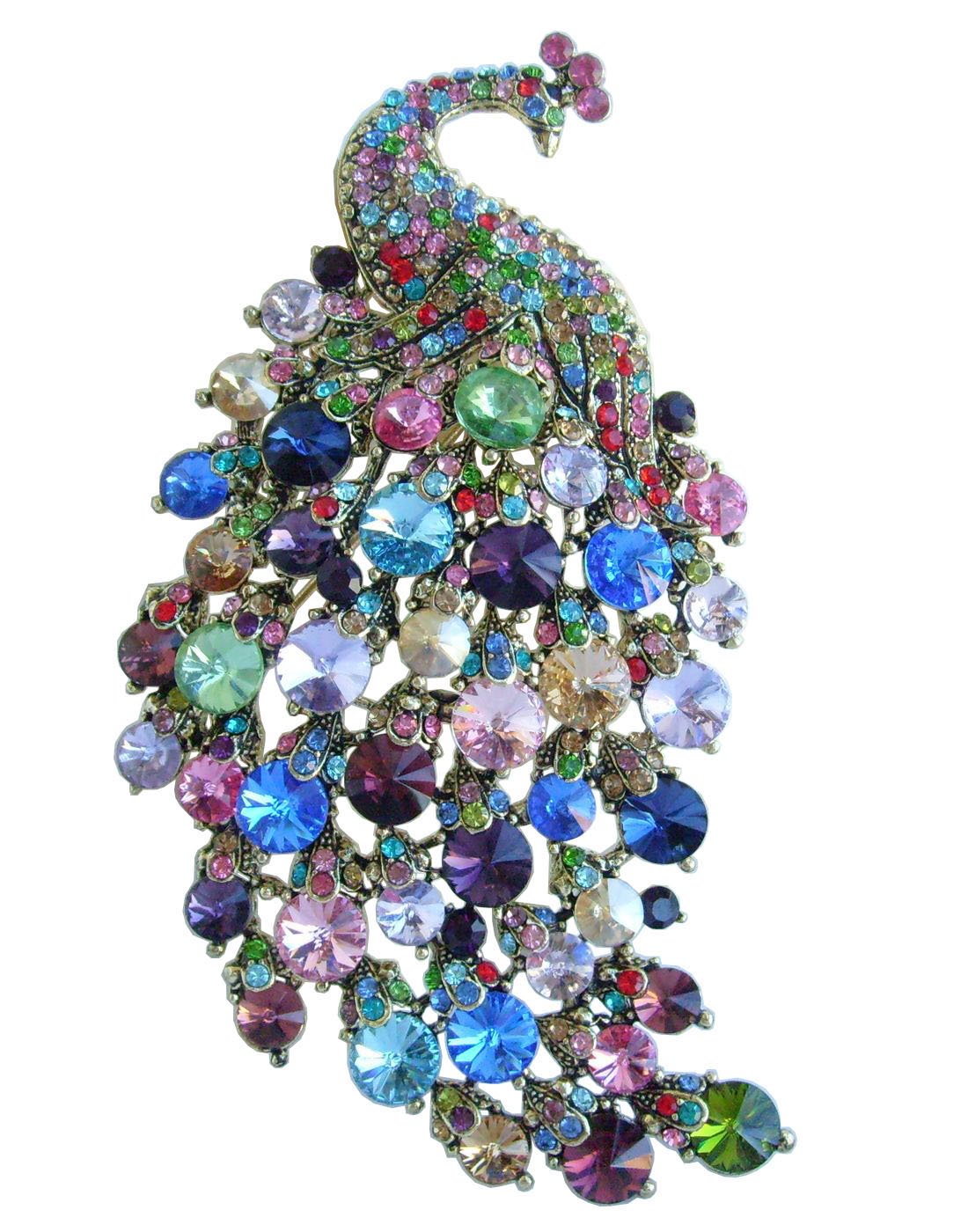 Animal Brooch-Sindary JewelrySindary 4.33" Gorgeous Animal Bird Peacock Brooch Pin Austrian Crystal Pendant UKB5651