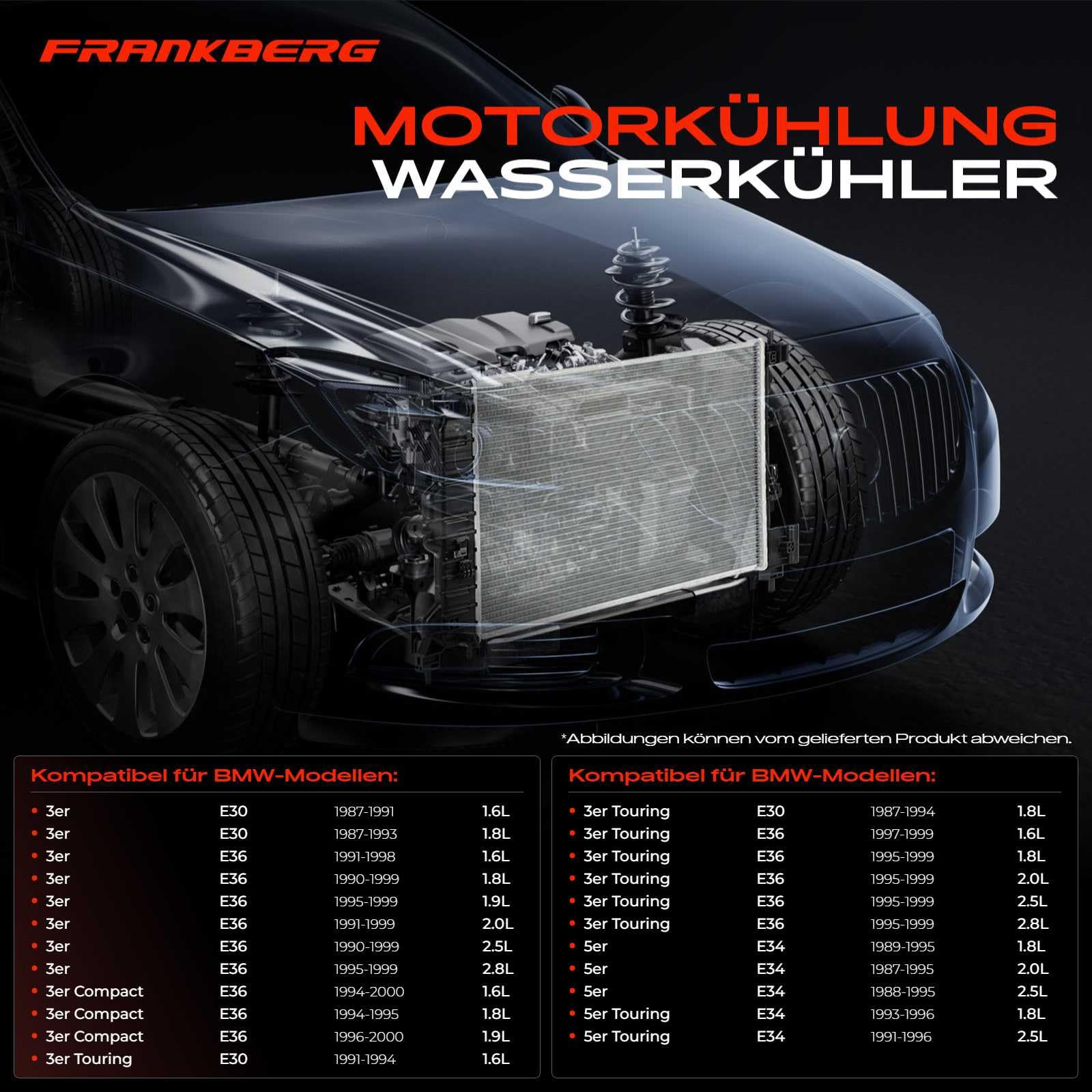 Frankberg Radiatore scambiatore di calore dell'acqua scambiatore di | Compatibile con: Serie 3 Compatta E36, Serie 3 Touring E36, Serie 3 E36, Serie 3 Cabrio E36, Serie 3 Coupé E36