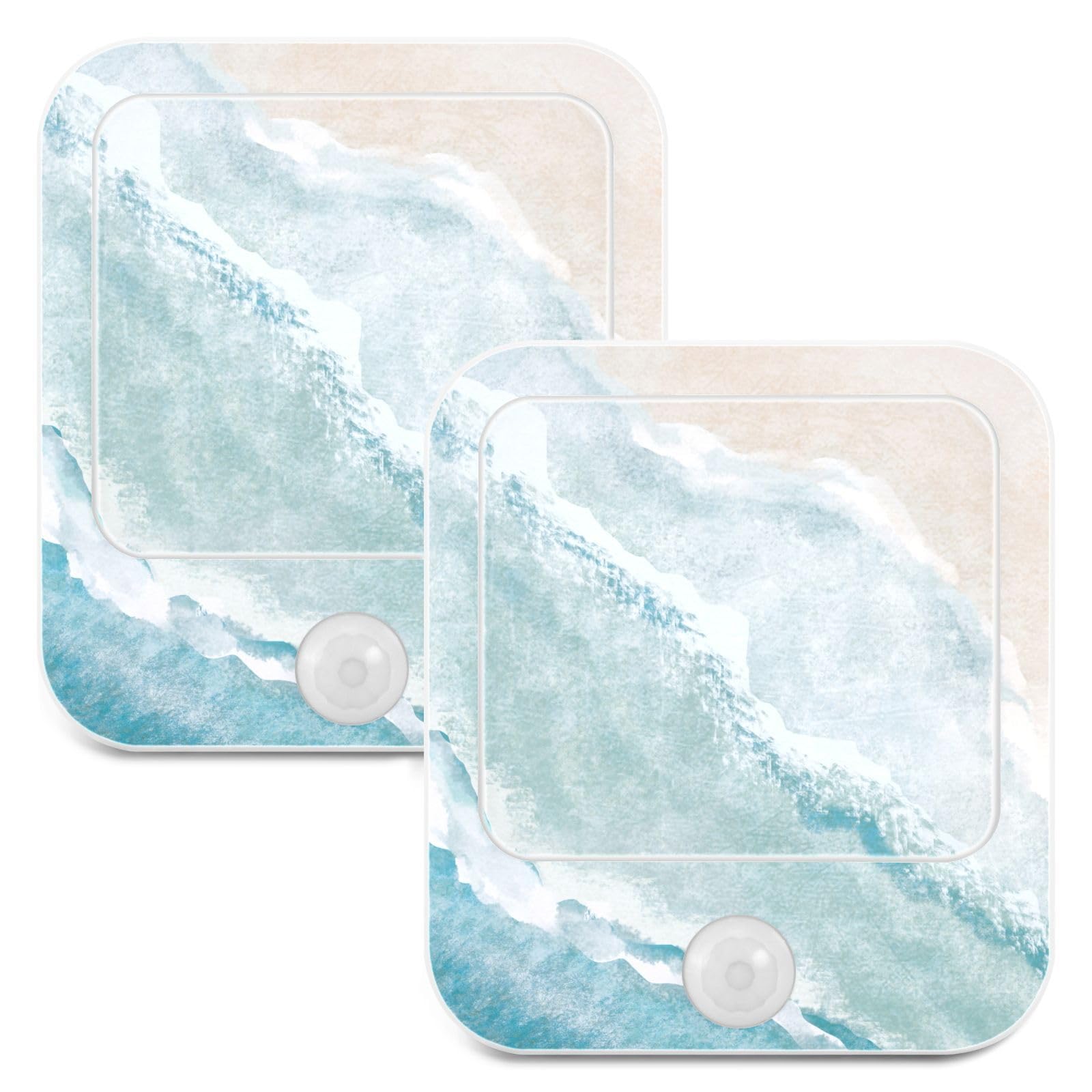 ZOEO Bohemian Beach LED Motion Sensor Night Light Plug into Wall 2 Pack Auto Dusk to Dawn Adjustable Brightness for Kids Bedroom Hallway Nursery Room