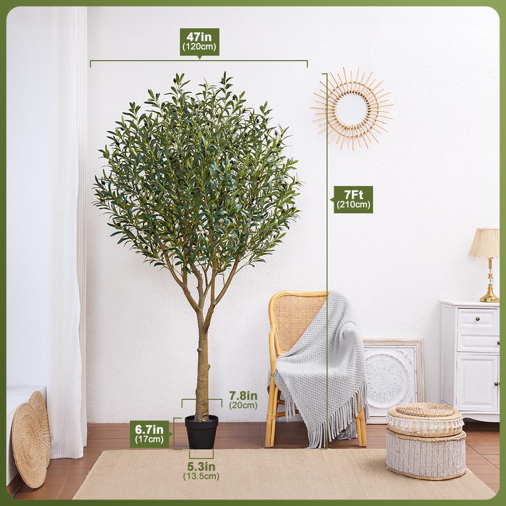 Artificial Olive Tree 7FT - Large Fake Olive Trees Indoor with 3066 Silk Leaves, Outdoor Potted Faux Plant with UV Resistant for Living Room,Office,Patio, Home Decor,VN157 - Image 7