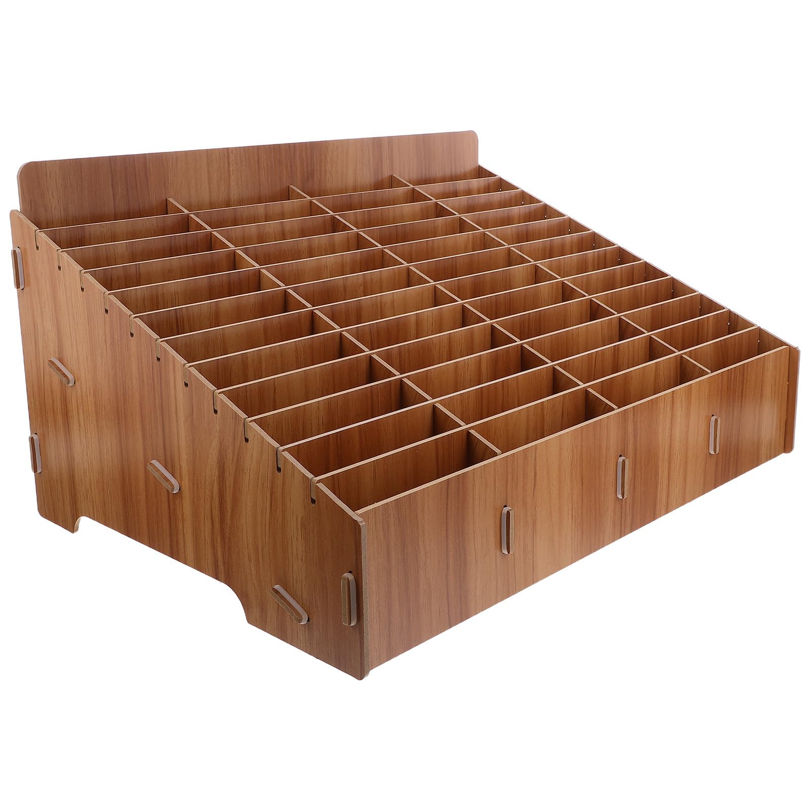 SHINEOFI Organizer per Telefono in Legno Marrone 48 Scomparti, Scatola Porta Cellulare da Scrivania Portatile per Ufficio e Riunioni