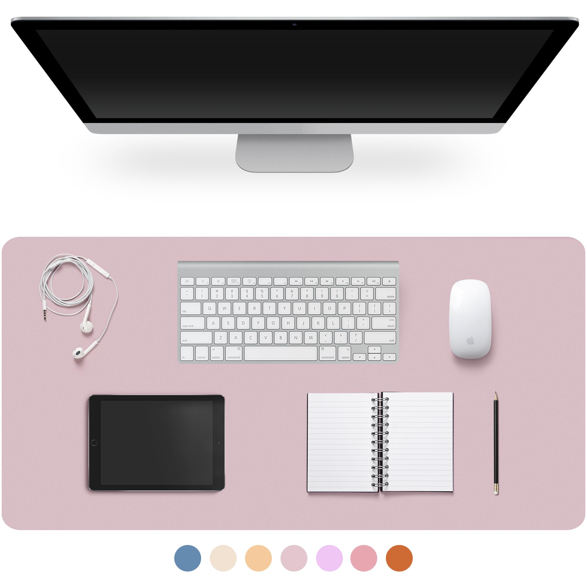 Leather Desk Pad Protector,Non-Slip Desk Pad,on-Slip PU Leather Large Mouse Pad,Easy Clean Desk Protecor Mat,Writing Pad for Office Work/Home/Decor(Grayish Lavender, 35.4" x 17") โ image 1