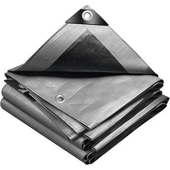 VOUNOT 2x3m tarpaulin 240 g/m  waterproof truck tarpaulin with eyelets protective tarpaulin fabric tarpaulin for garden furniture wood trampoline poll car tear-resistant coated on both sides gray