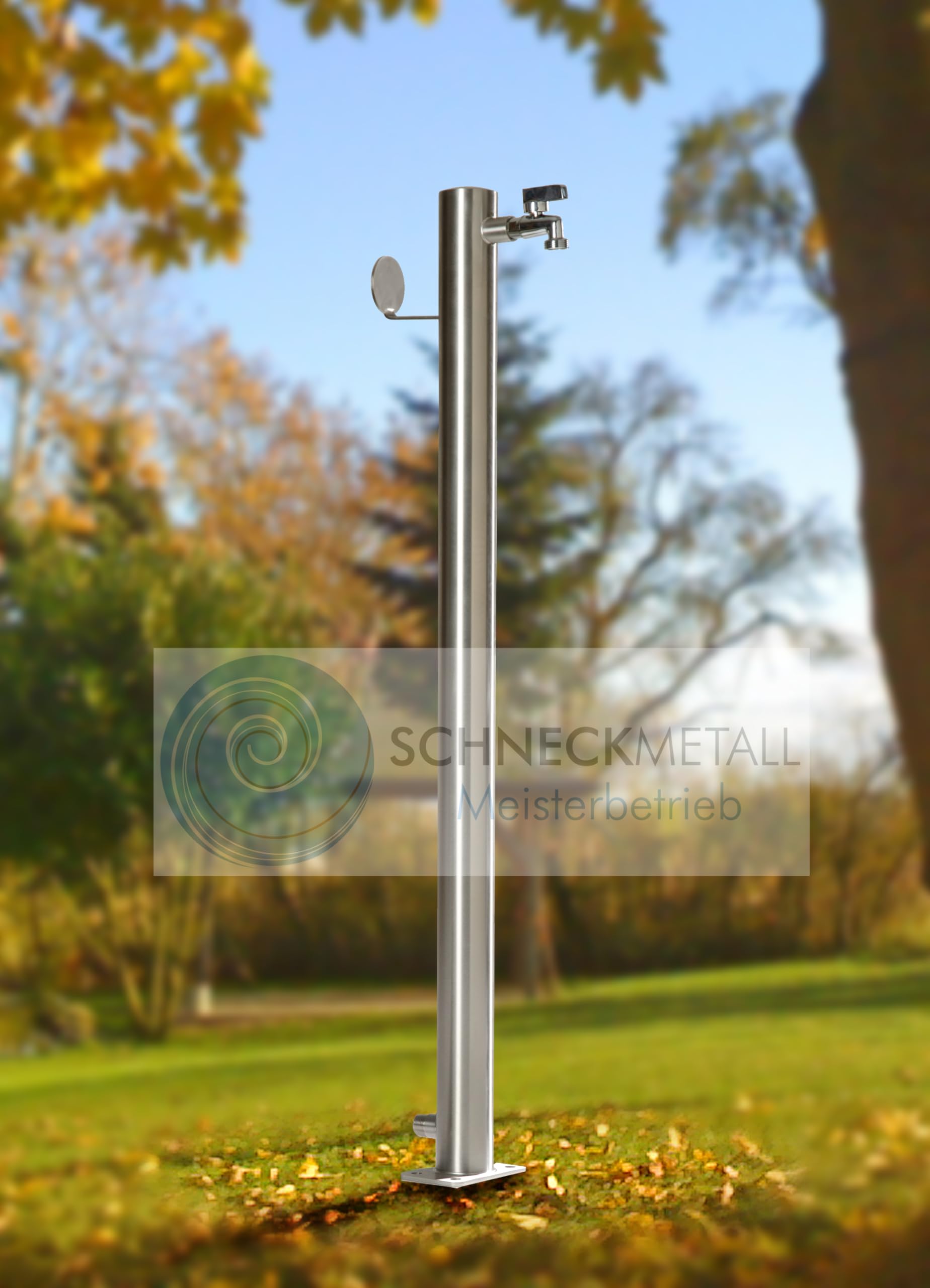 Schneck Wasserzapfstelle Edelstahl Wasserzapfsäule Wasserverteiler mit Schlauchhalter 1m WS6010SH