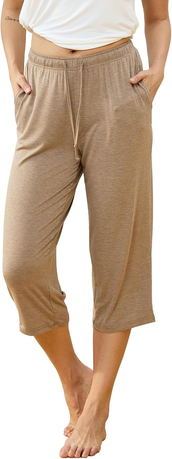 GYS Bamboo Viscose Women Pajama Pants Comfy Capri Lounge Pants with Pockets