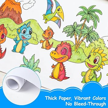 12Pcs Children's Drawing Roll, Spark Wonder Creativity, Kids Toddlers | 90x30cm Colouring Paper Roll with 12 Themes, DIY Art Sketch Painting