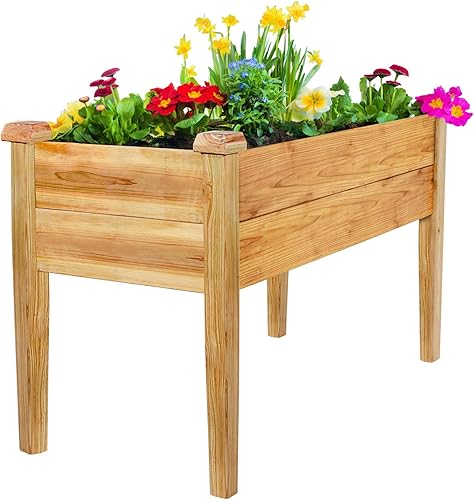 Rakukiri - Kit de cama elevada de madera elevada para jardín, soporte para patio trasero, patio, naturalmente resistente a la putrefacción, 4 x 2 x